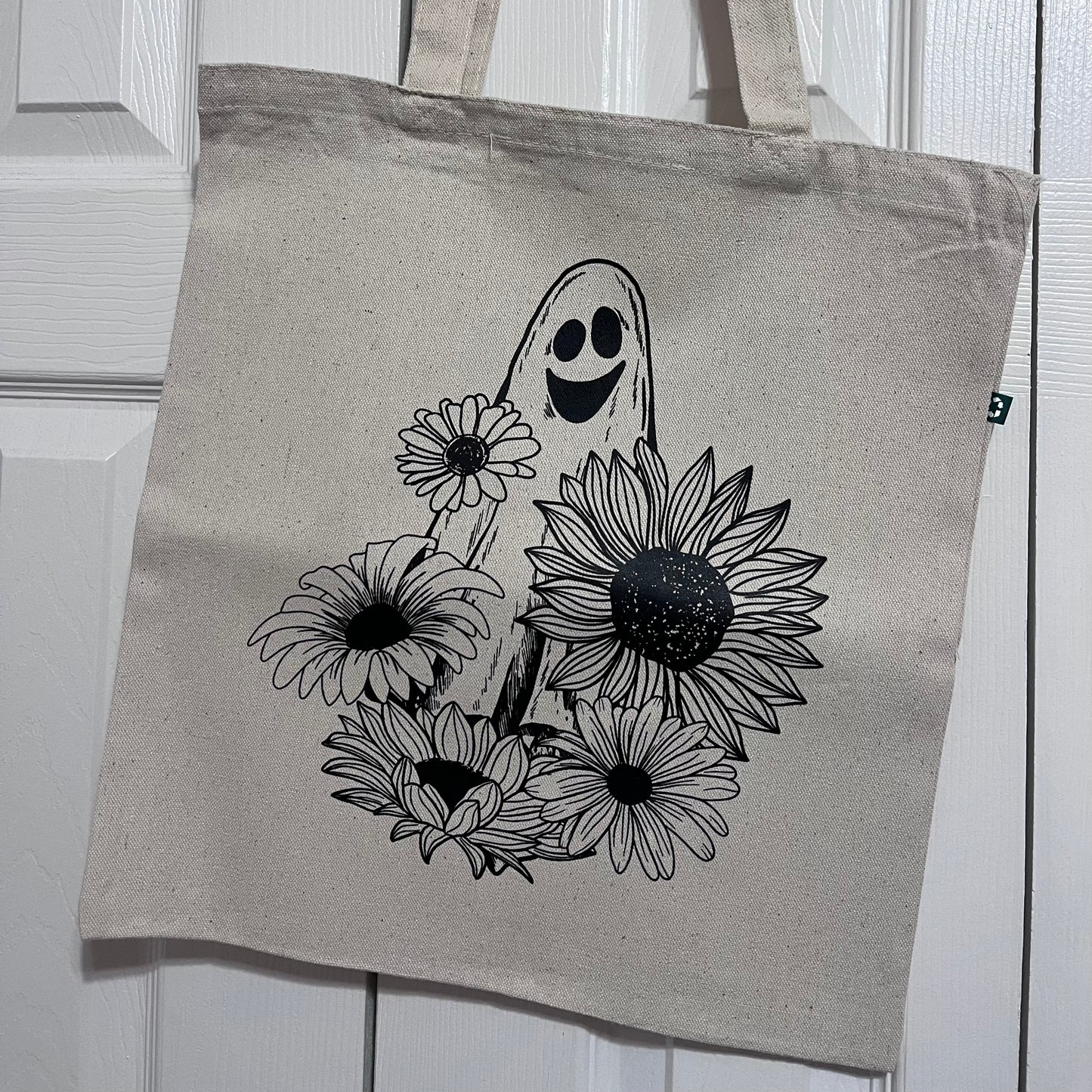 "Spooky Ghost Floral" 100% Recycled Cotton Tote