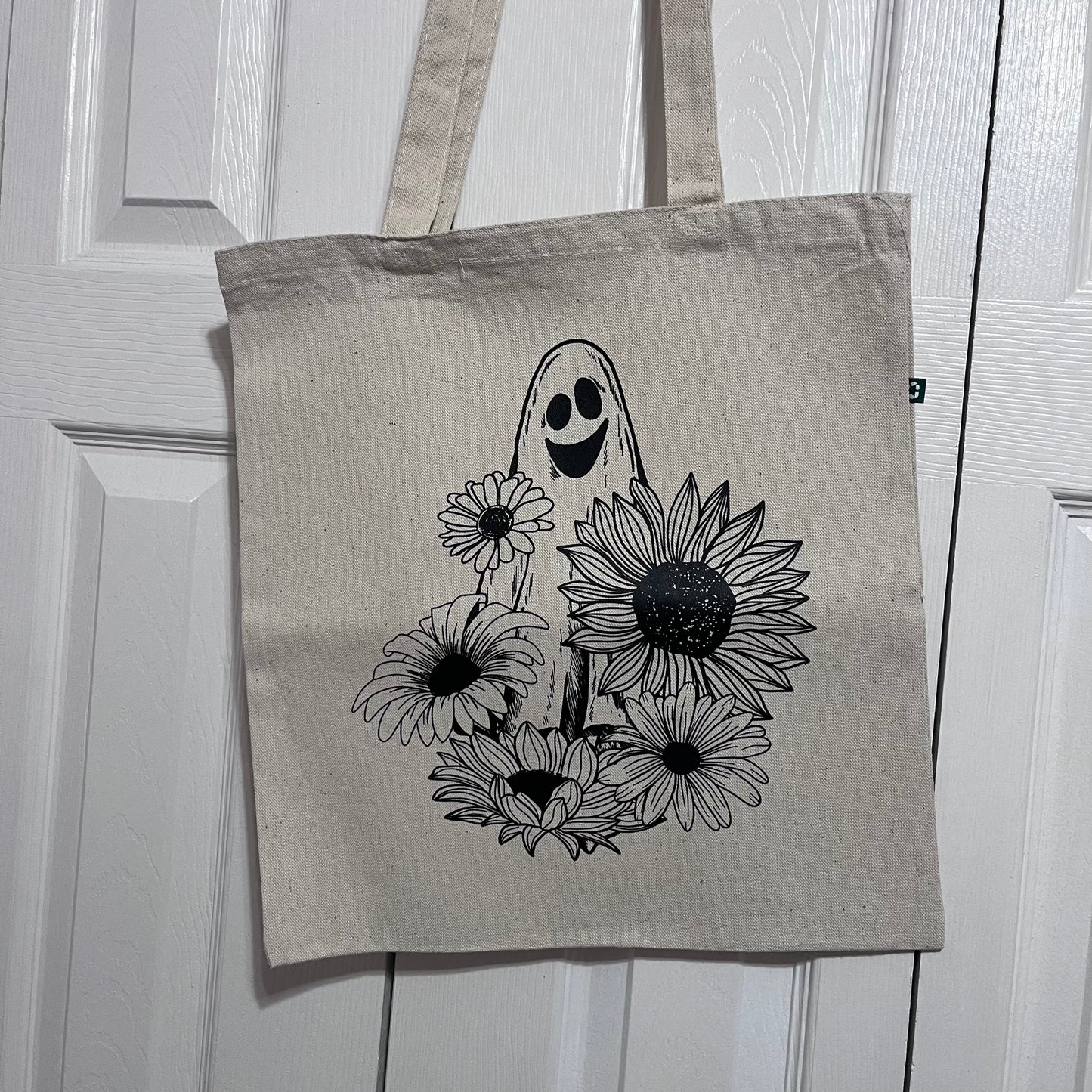 "Spooky Ghost Floral" 100% Recycled Cotton Tote