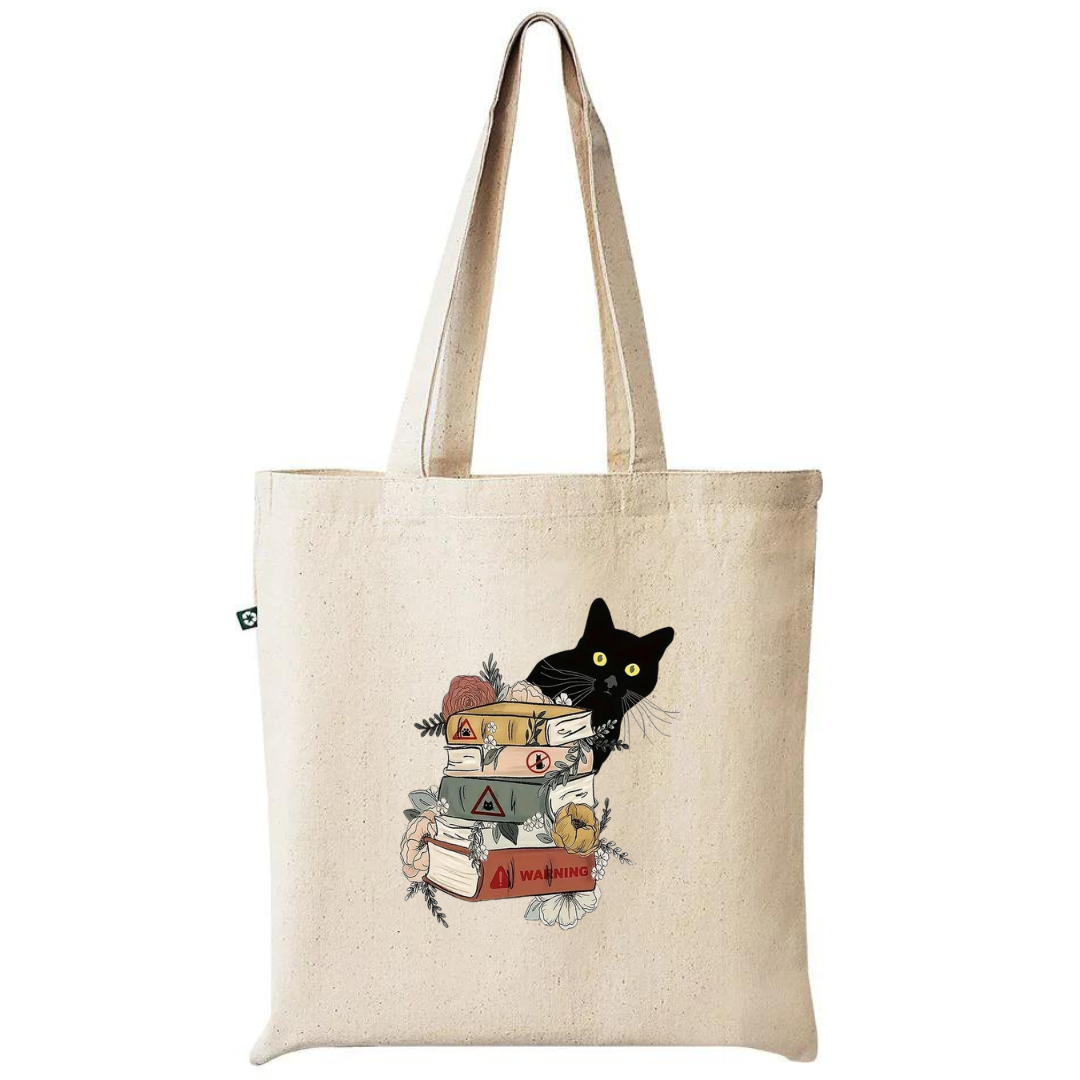 "Cat(s) + Books" 100% Recycled Cotton Tote