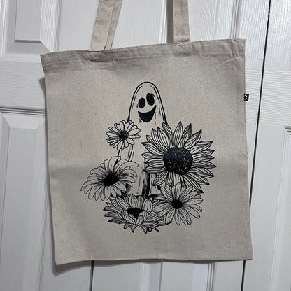 "Spooky Ghost Floral" 100% Recycled Cotton Tote