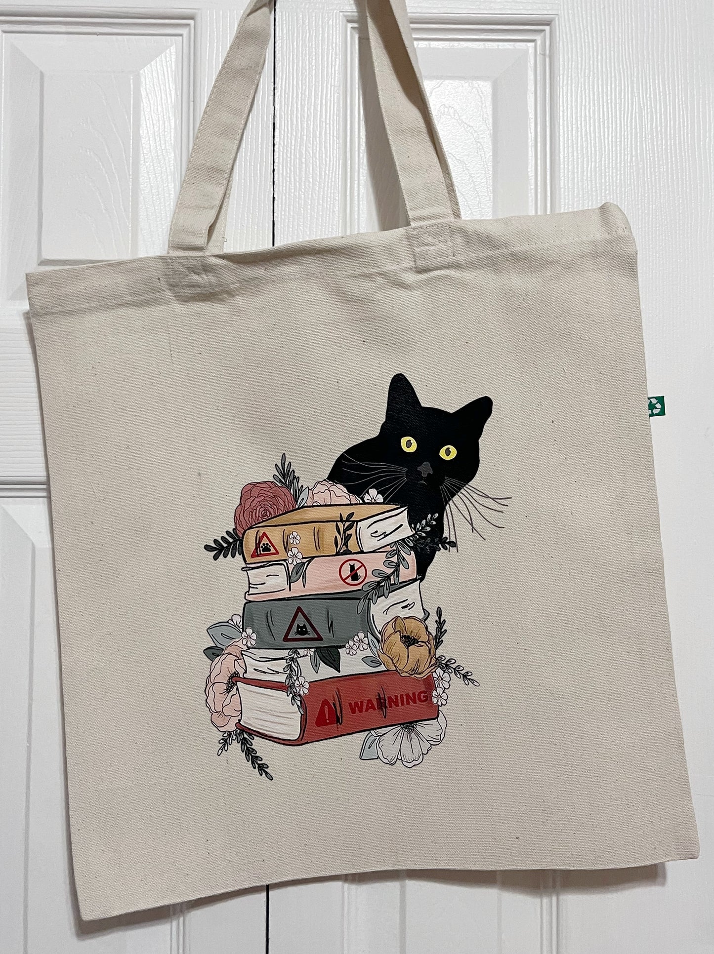 "Cat(s) + Books" 100% Recycled Cotton Tote
