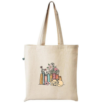 "Cat(s) + Books" 100% Recycled Cotton Tote